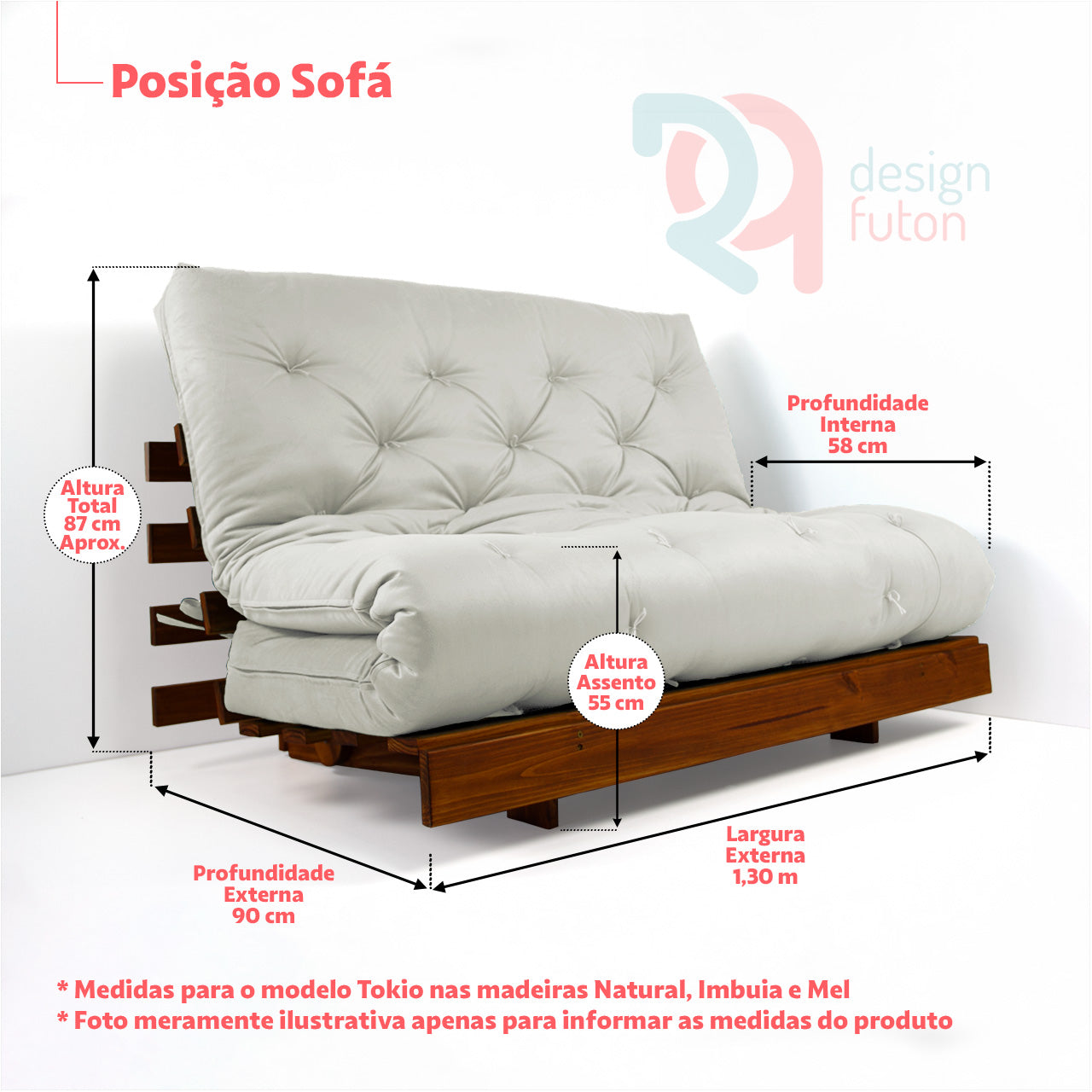Sofá Cama Casal Futon Tokio Madeira Nobre Acquablock Preto