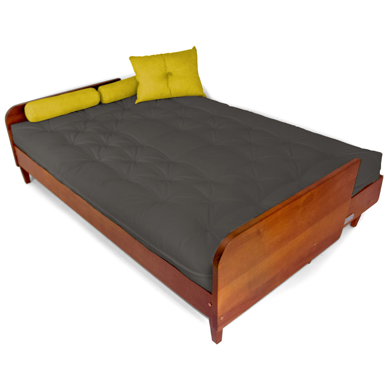 Sofá Cama Paris Acquablock Madeira Nobre Imbuia - Chumbo