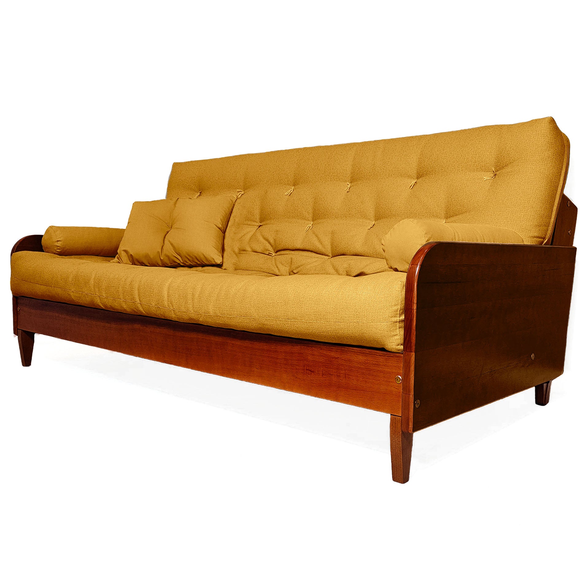 Sofá Cama Paris II Acquablock em Madeira Maciça Imbuia - Amarelo