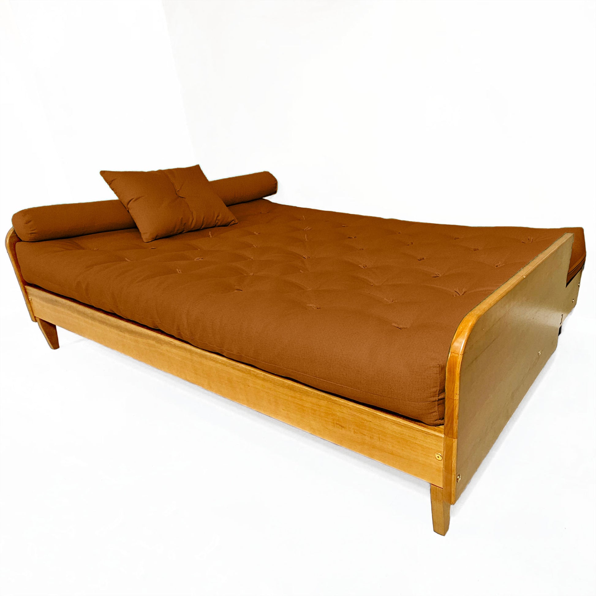 Sofá Cama Paris Sarja Madeira Nobre Natural - Caramelo