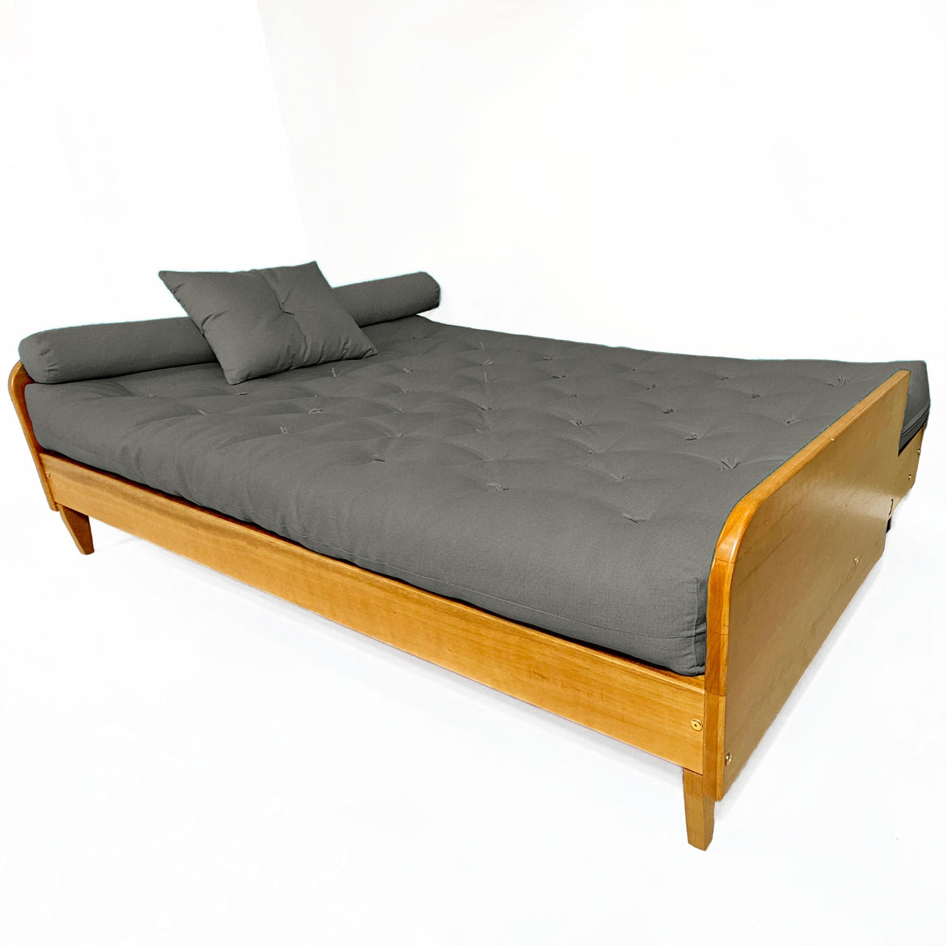 Sofá Cama Paris Sarja Madeira Nobre Natural - Cinza