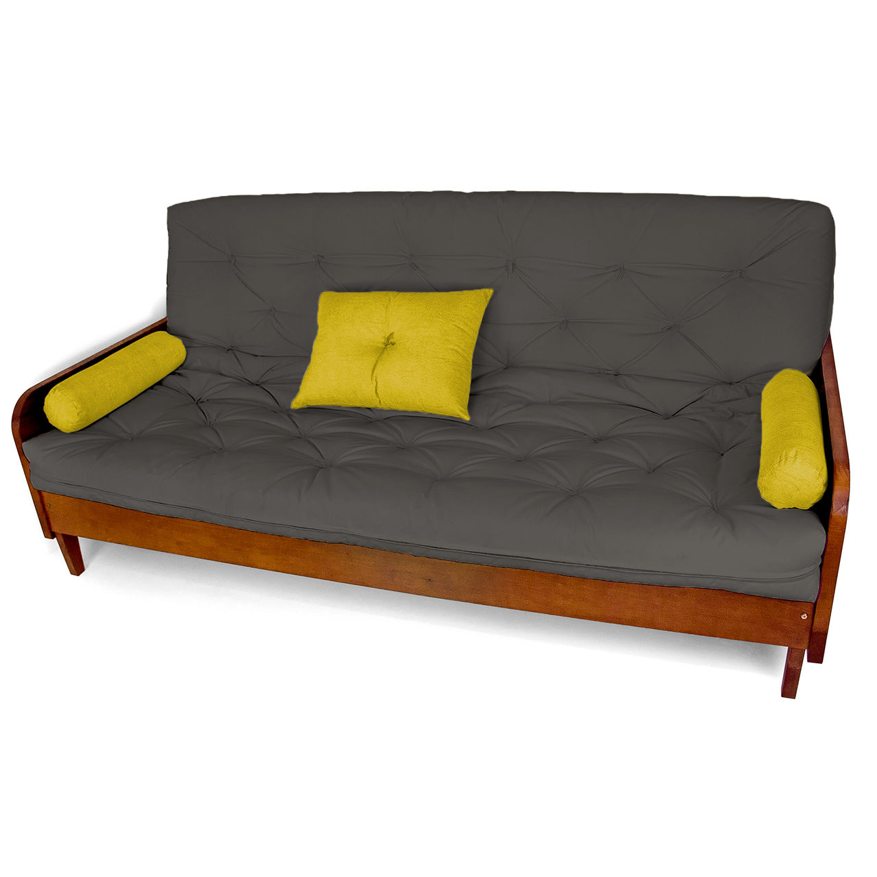 Sofá Cama Paris Acquablock Madeira Nobre Imbuia - Chumbo