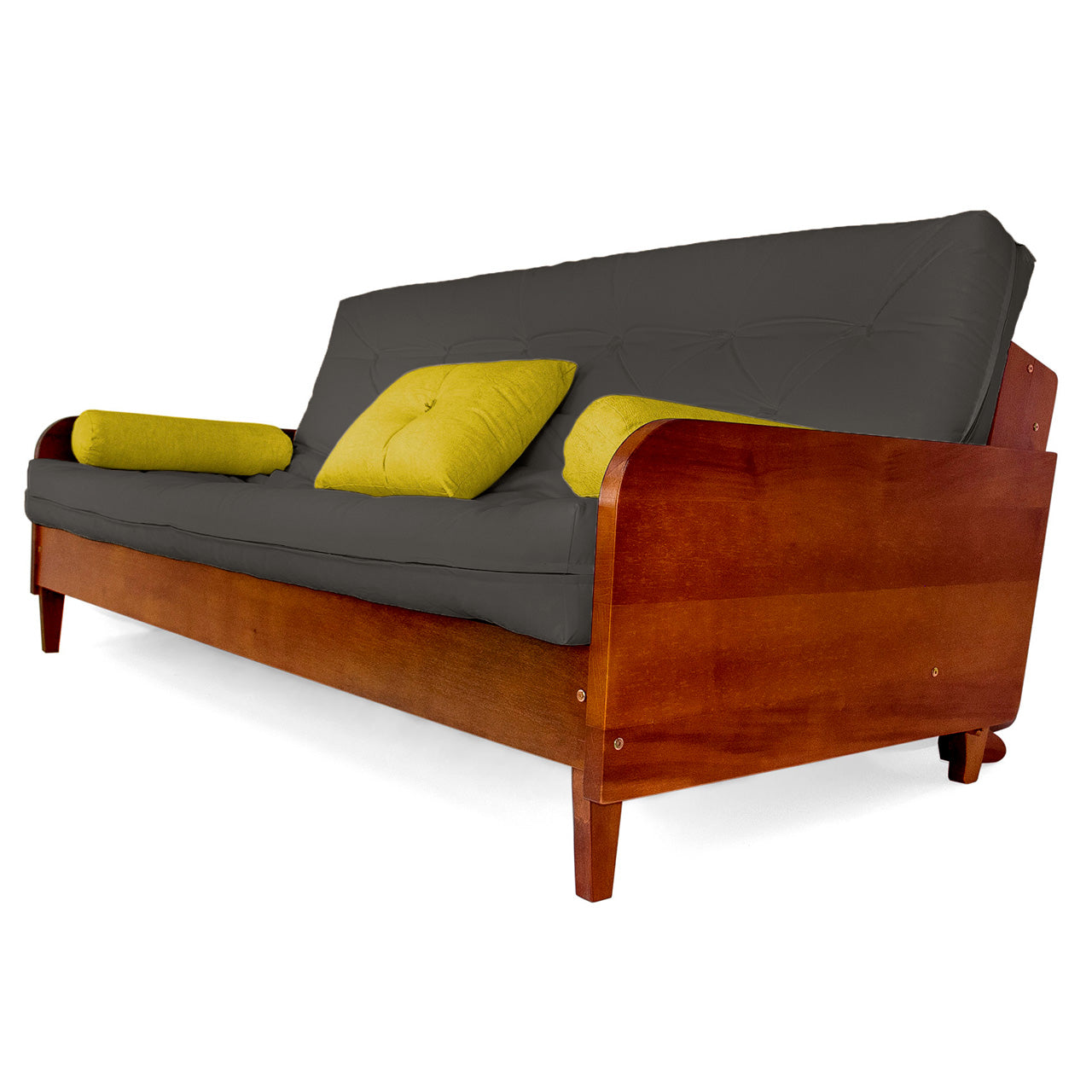 Sofá Cama Paris Acquablock Madeira Nobre Imbuia - Chumbo