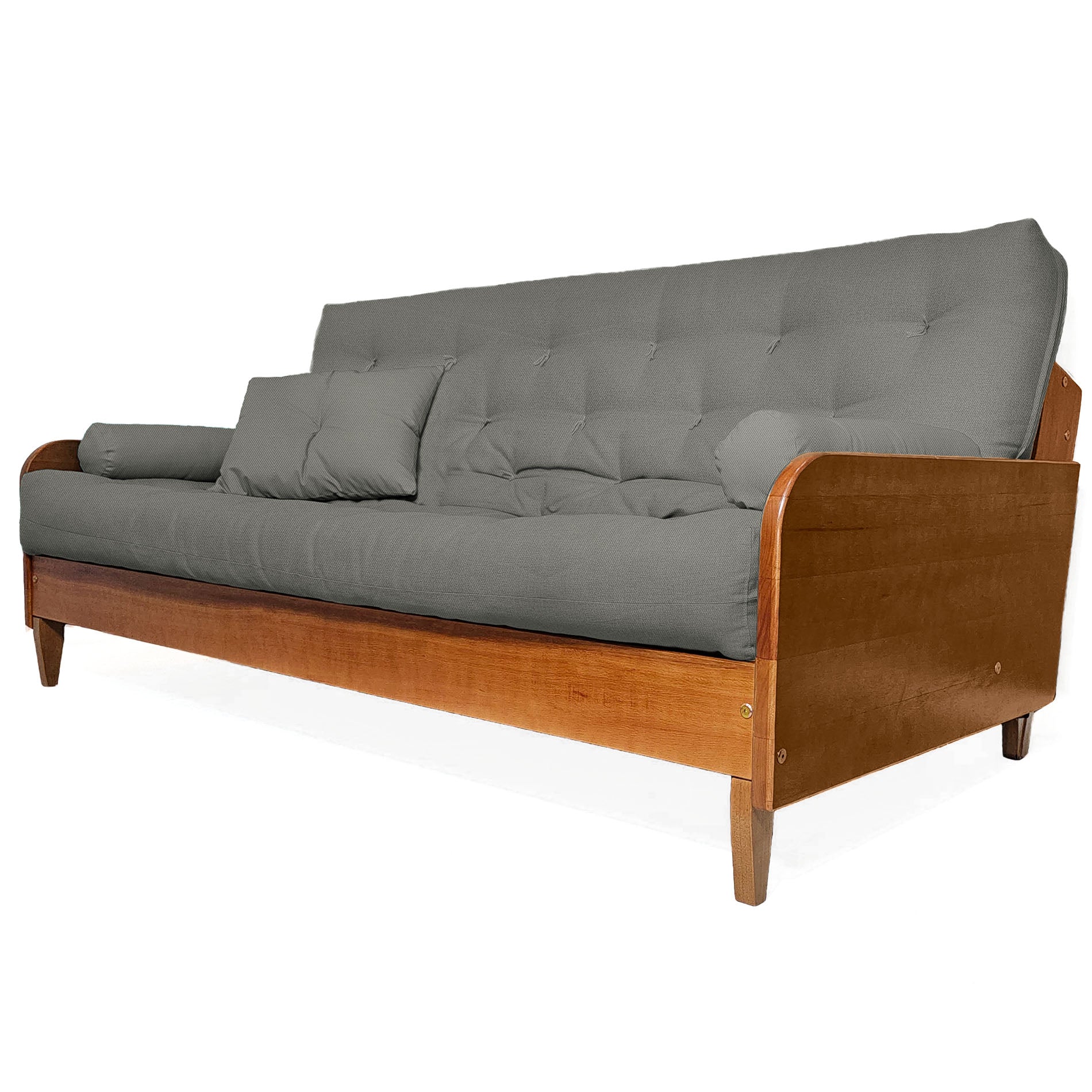 Sofá Cama Paris II Sarja em Madeira Maciça Cor Natural - Cinza