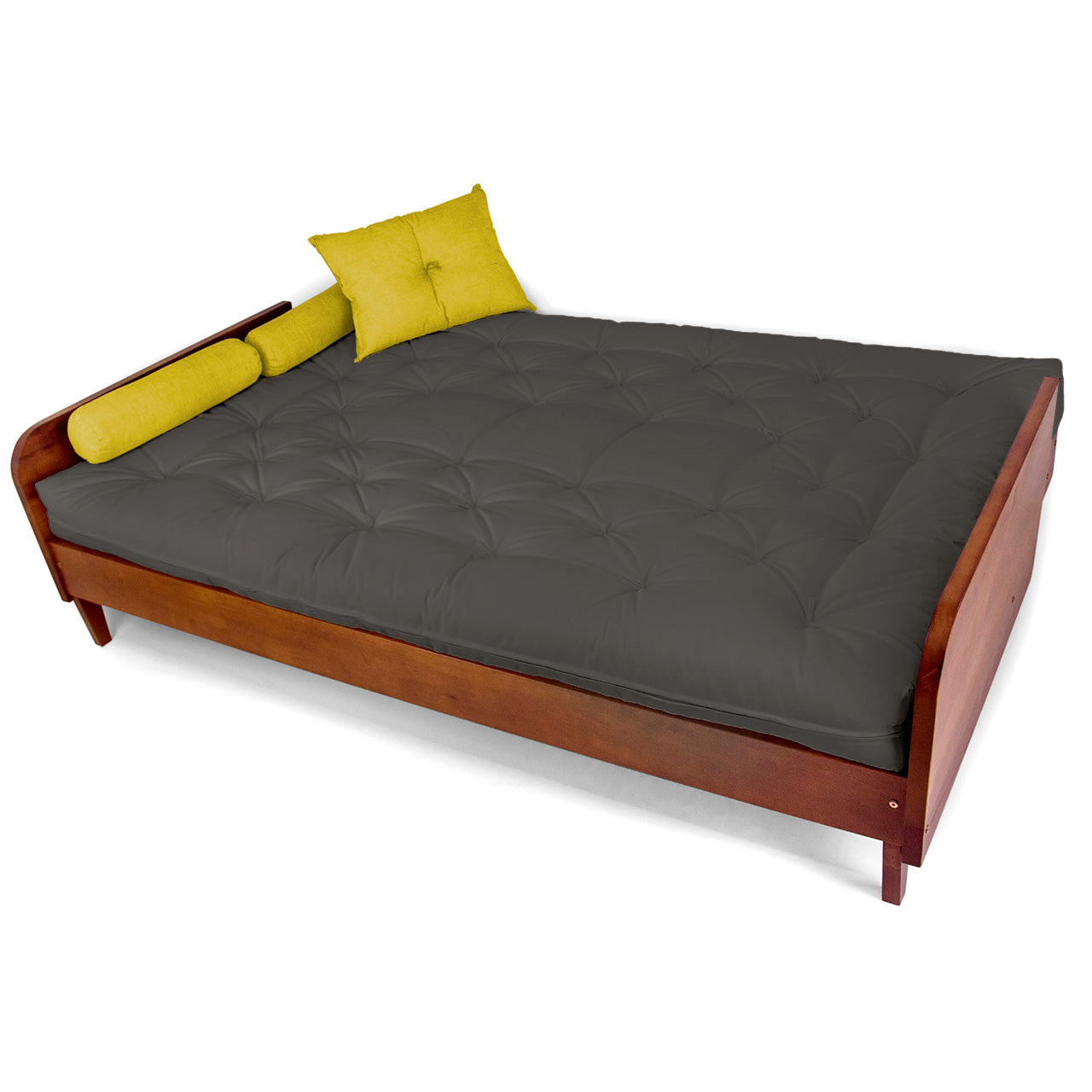 Sofá Cama Paris Acquablock Madeira Nobre Imbuia - Chumbo