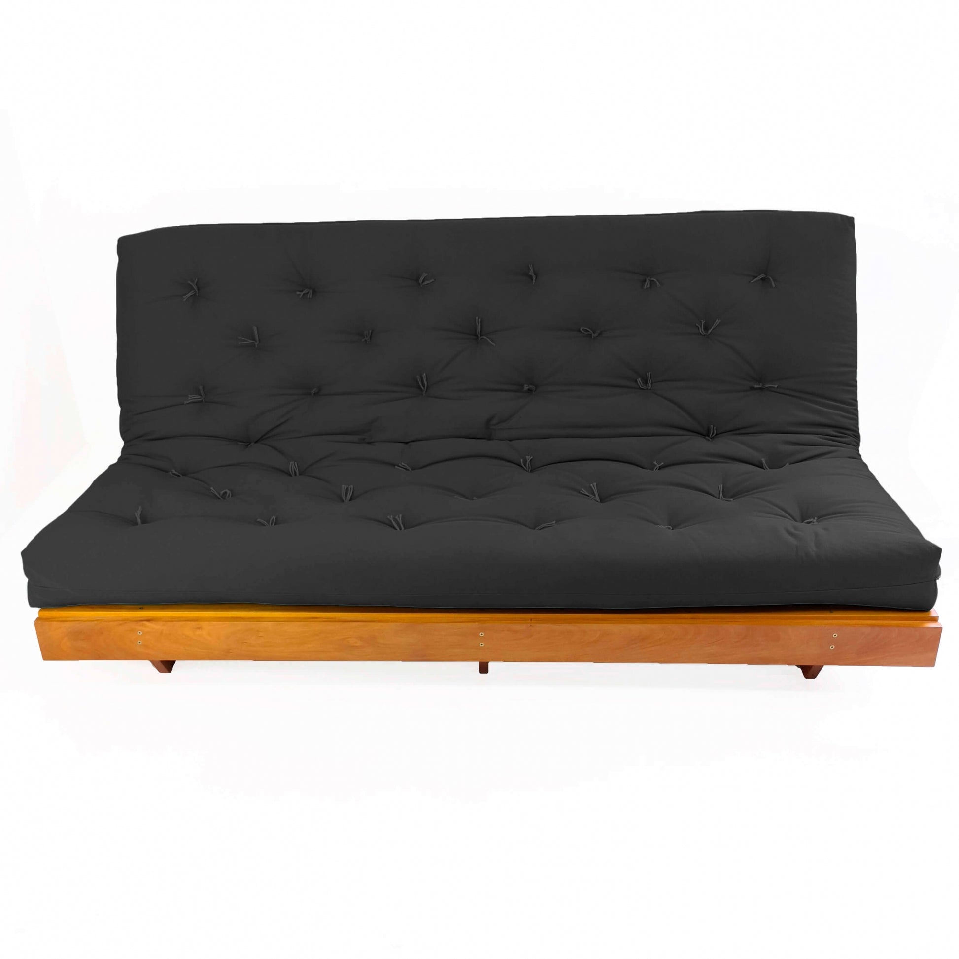 Sofá Cama Futon L Acquablock Preto em Madeira Nobre  Maciça