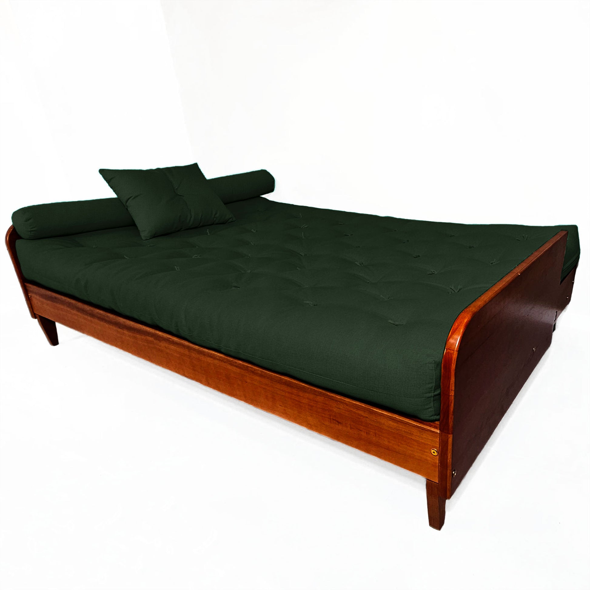 Sofá Cama Paris Sarja Madeira Nobre Imbuia - Verde Militar