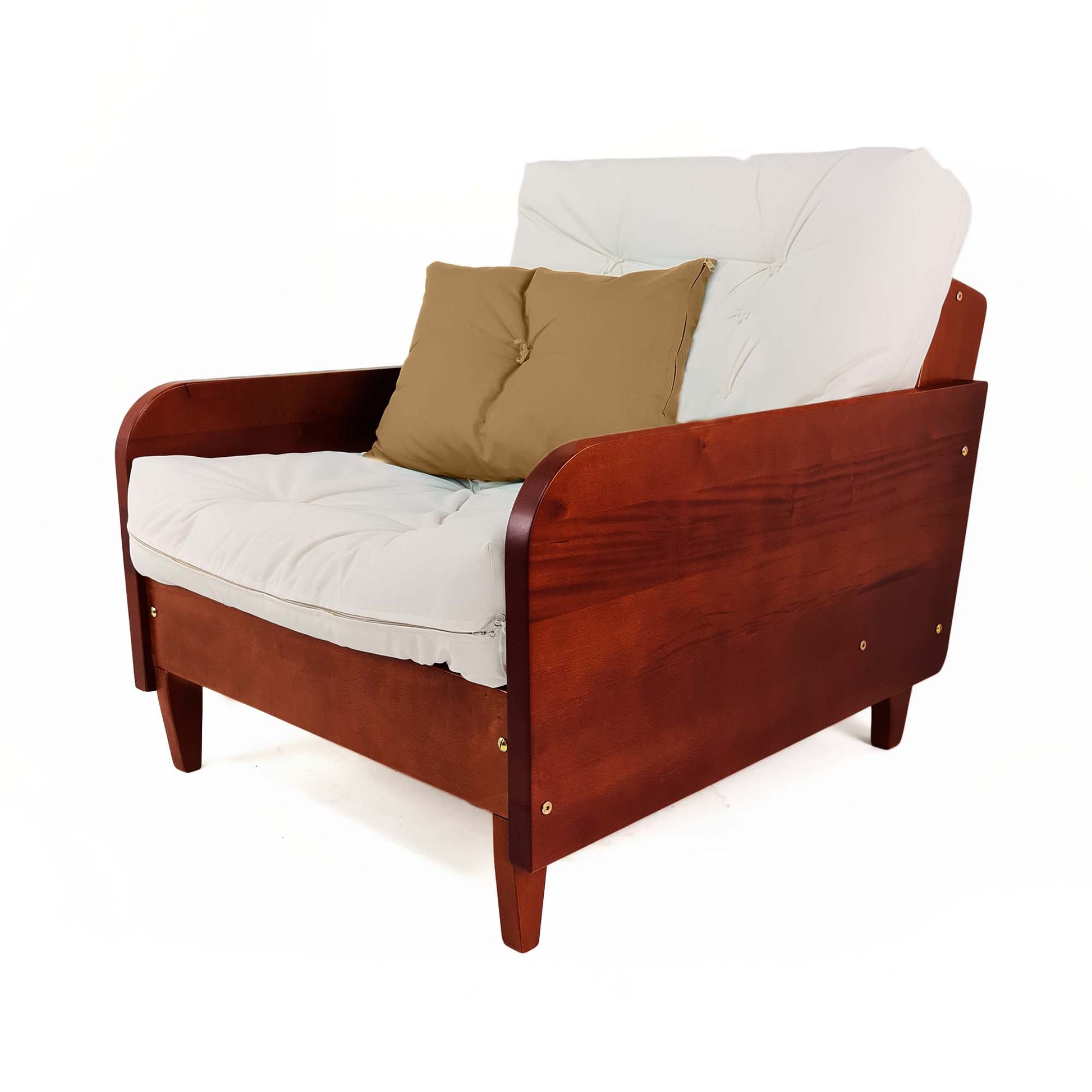 Poltrona Paris Madeira Nobre Imbuia - Acqua Impermeável - Branco Off