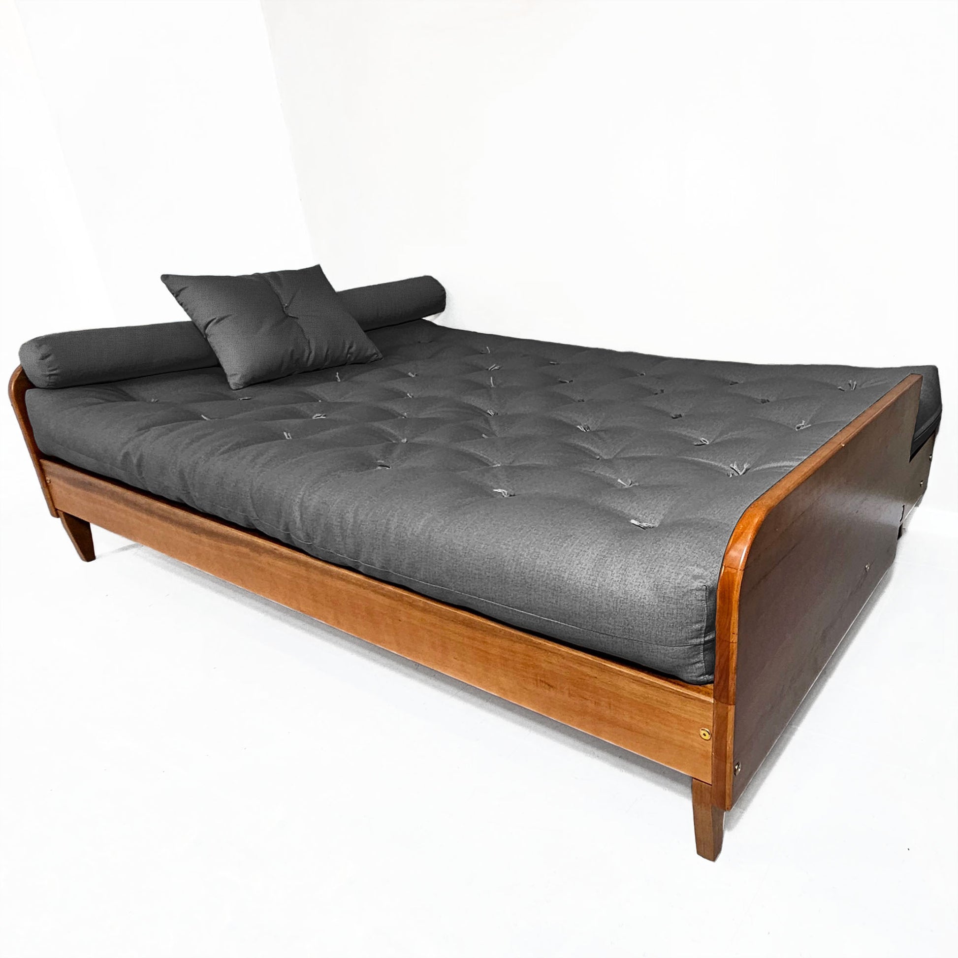 Sofá Cama Paris II Acquablock em Madeira Maciça Natural - Chumbo