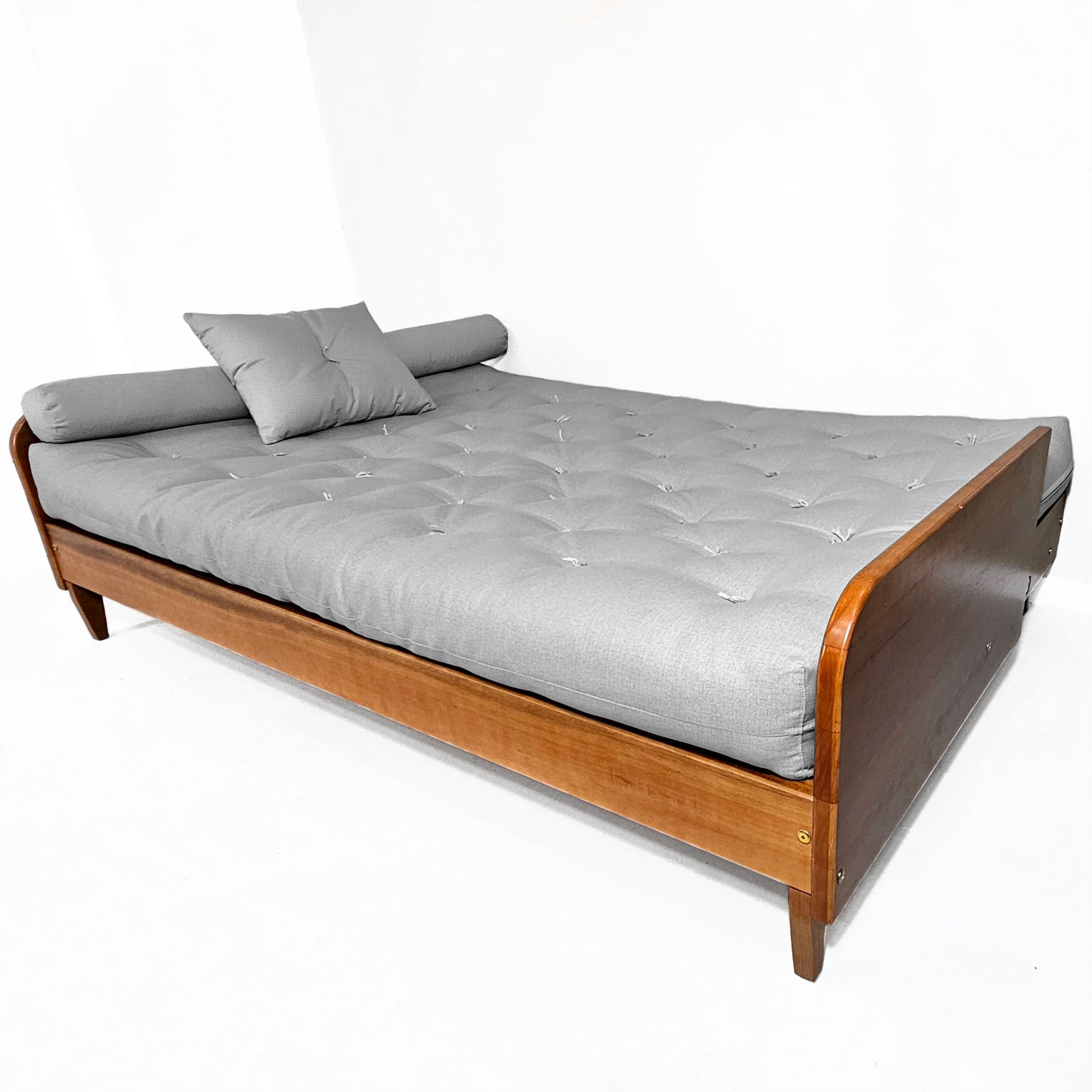 Sofá Cama Paris II Acquablock em Madeira Maciça Natural - Cinza Linho