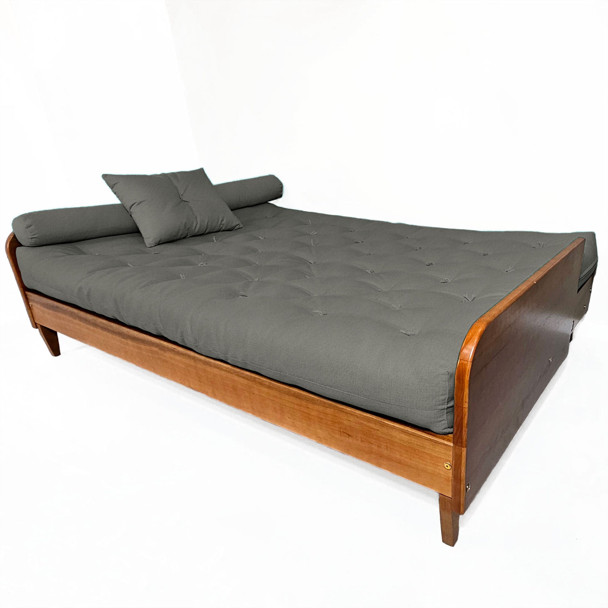 Sofá Cama Paris II Sarja em Madeira Maciça Cor Natural - Cinza