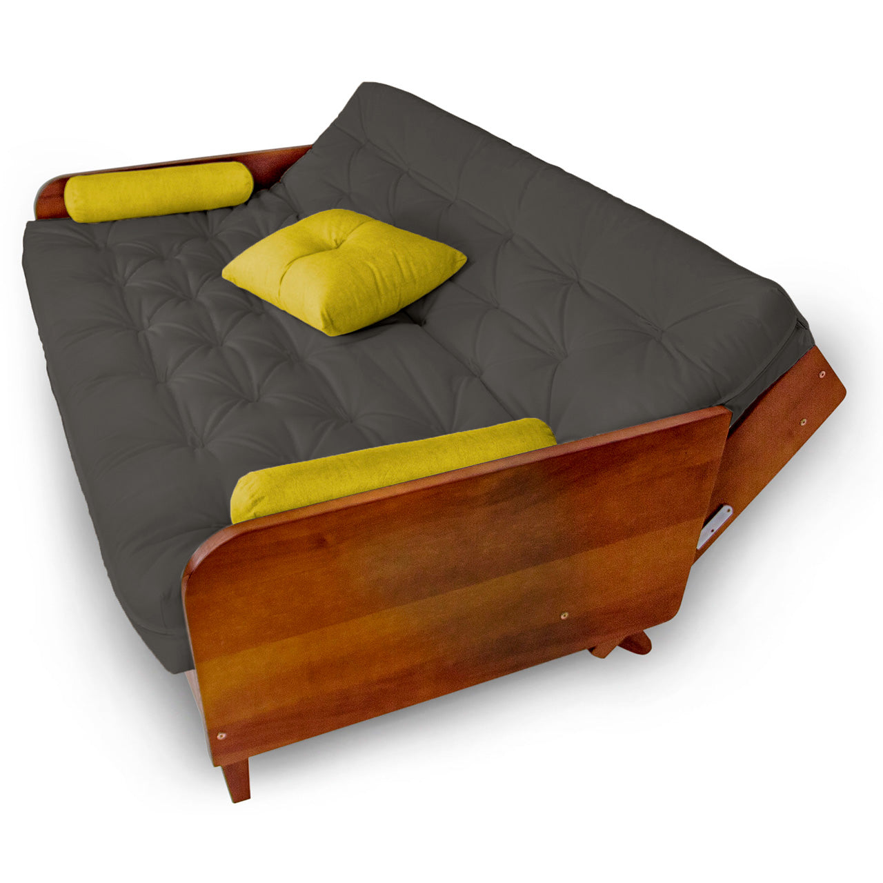 Sofá Cama Paris Acquablock Madeira Nobre Imbuia - Chumbo