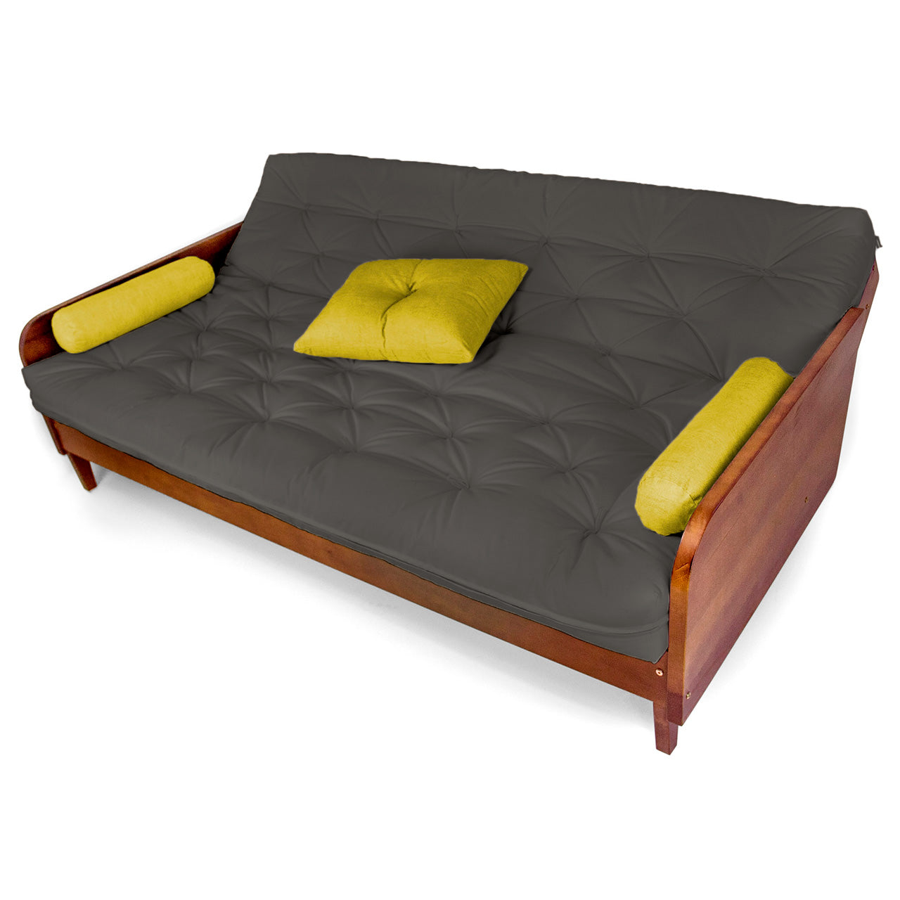 Sofá Cama Paris Acquablock Madeira Nobre Imbuia - Chumbo