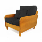 Poltrona Paris Madeira Nobre Natural - Sarja 100% Algodão - Cor Preto