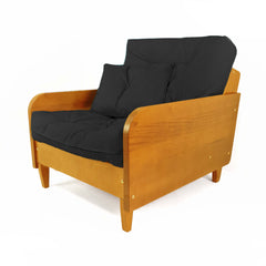 Poltrona Paris Madeira Nobre Natural - Sarja 100% Algodão - Preto