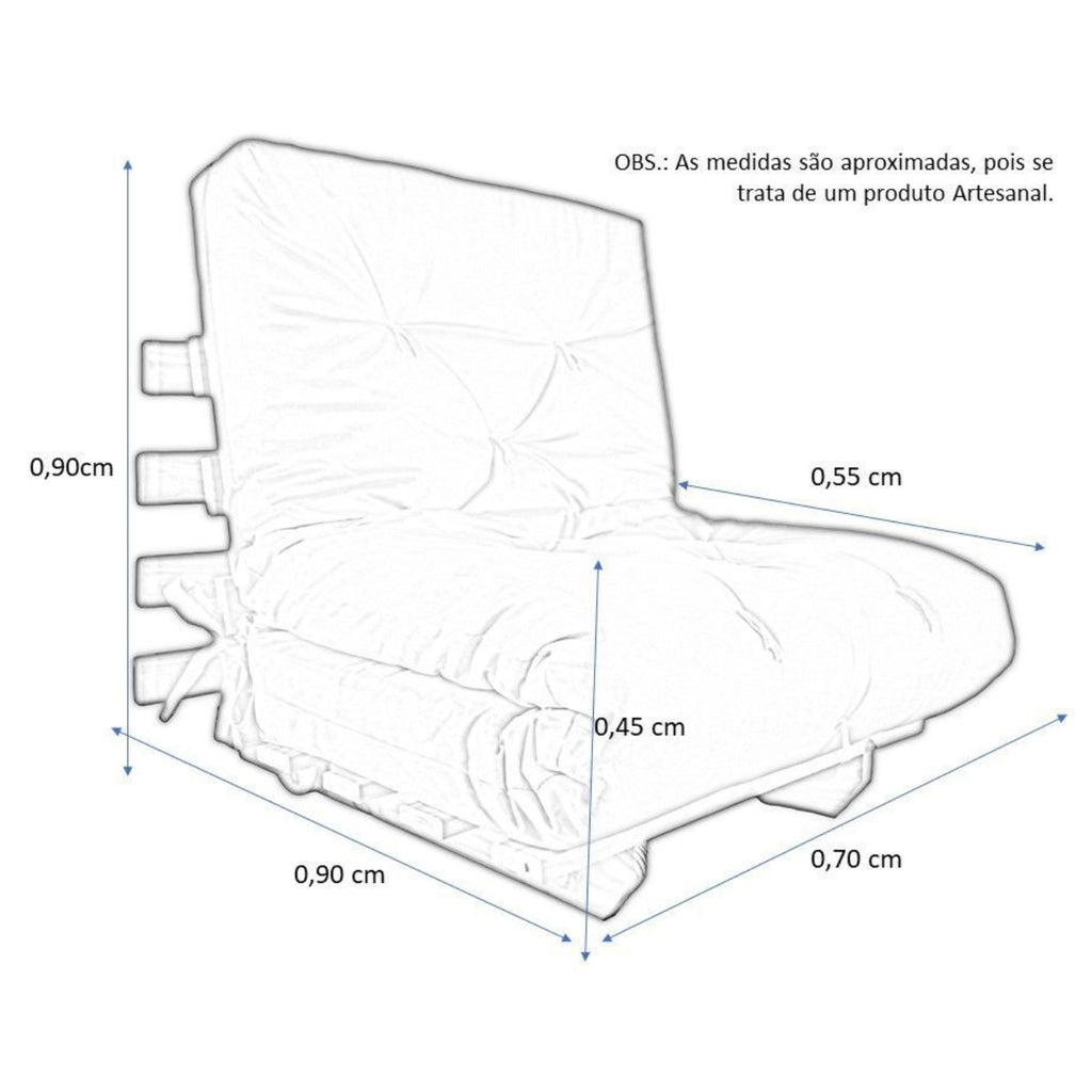 Sofa Cama Solteiro Futon Dobrável Sarja Bege