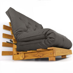 Sofá Cama Casal Futon Tokio Madeira Cor Mel Acquablock Chumbo