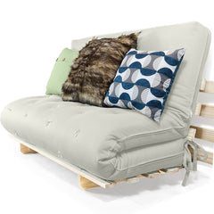 Sofa Cama Casal Futon Oriental  Madeira Maciça Acquablock Branco Off