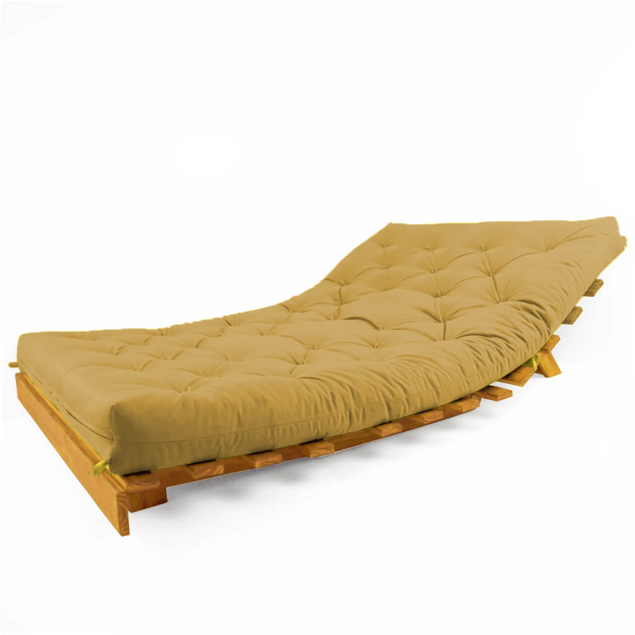 Sofá Cama Casal Futon Tokio Madeira Cor Mel Acquablock Amarelo