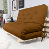 Sofa Cama Casal Futon Oriental  Madeira Maciça Sarja Caramelo