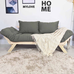Sofá Japão Futon Sarja Madeira Sem Pintura - Cinza