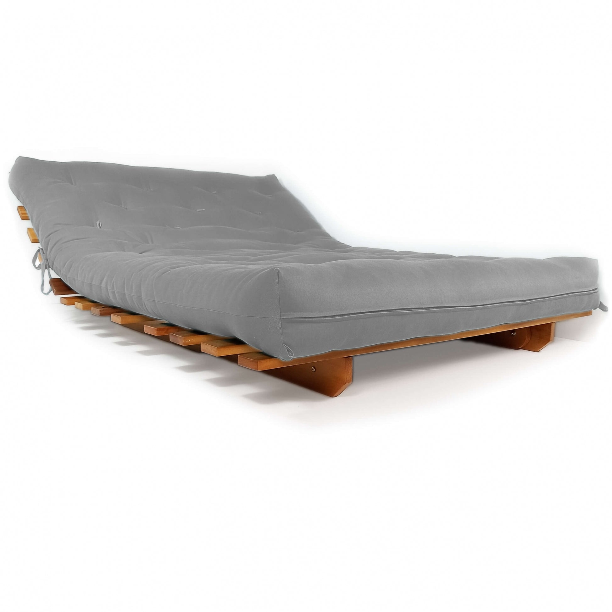 Sofá Cama Casal Futon Oriental Madeira Nobre Natural Cinza