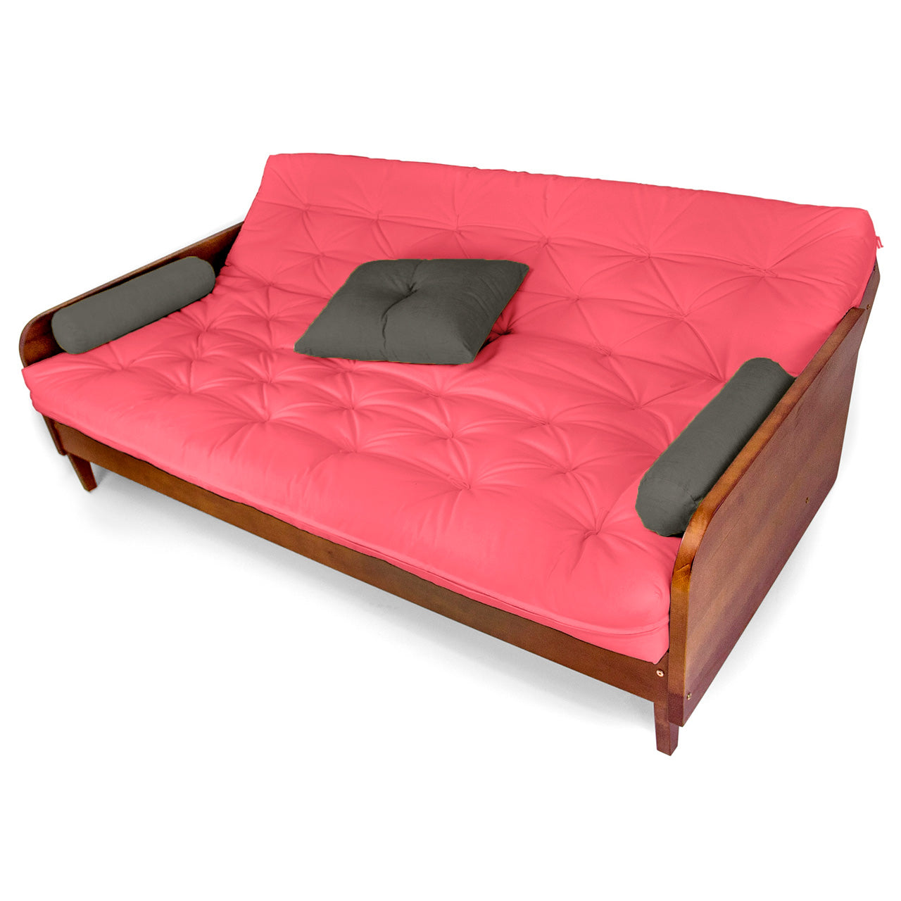 Sofá Cama Paris Sarja Madeira Nobre Imbuia - Goiaba