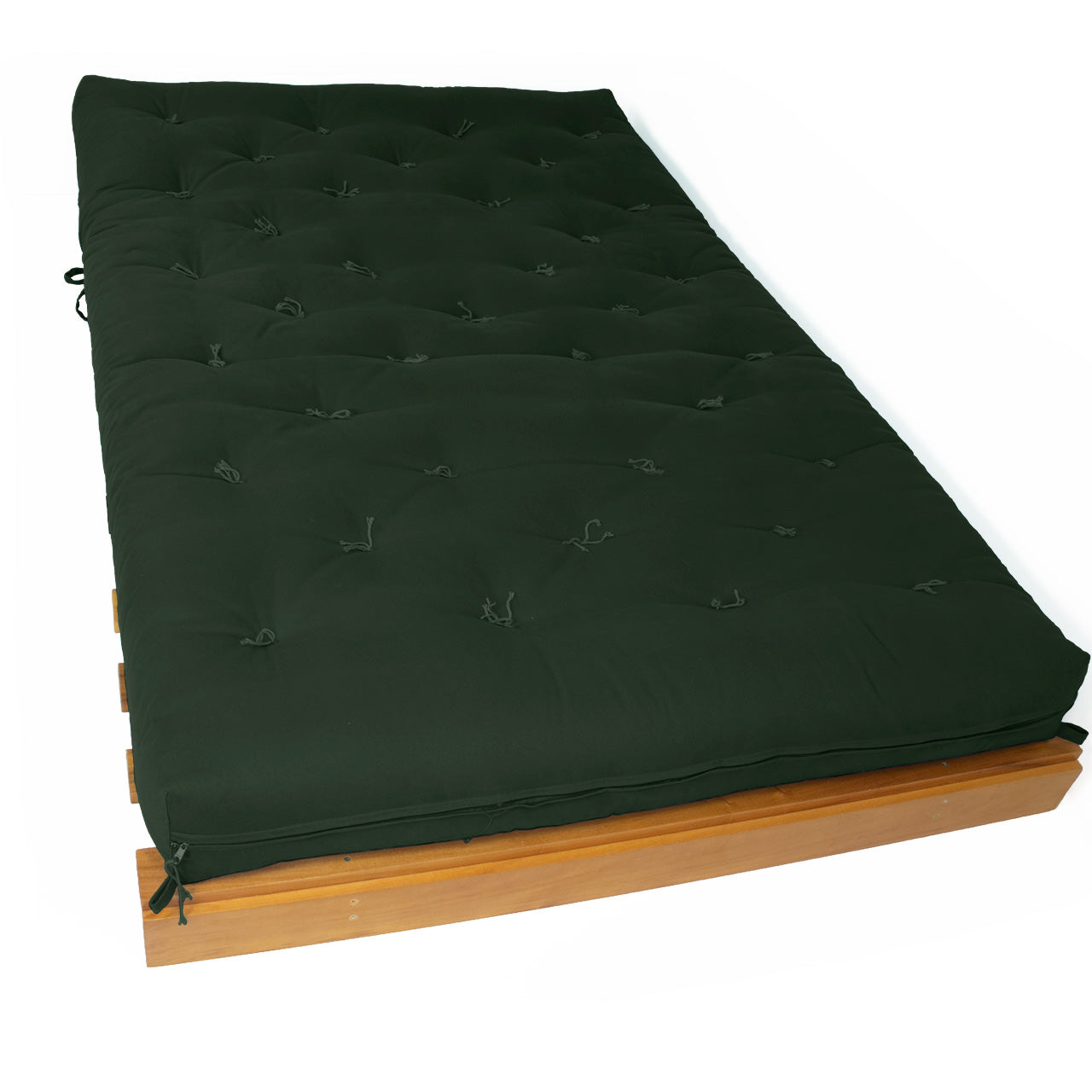 Sofá Cama Casal Futon Tokio Madeira Nobre Sarja Verde Militar