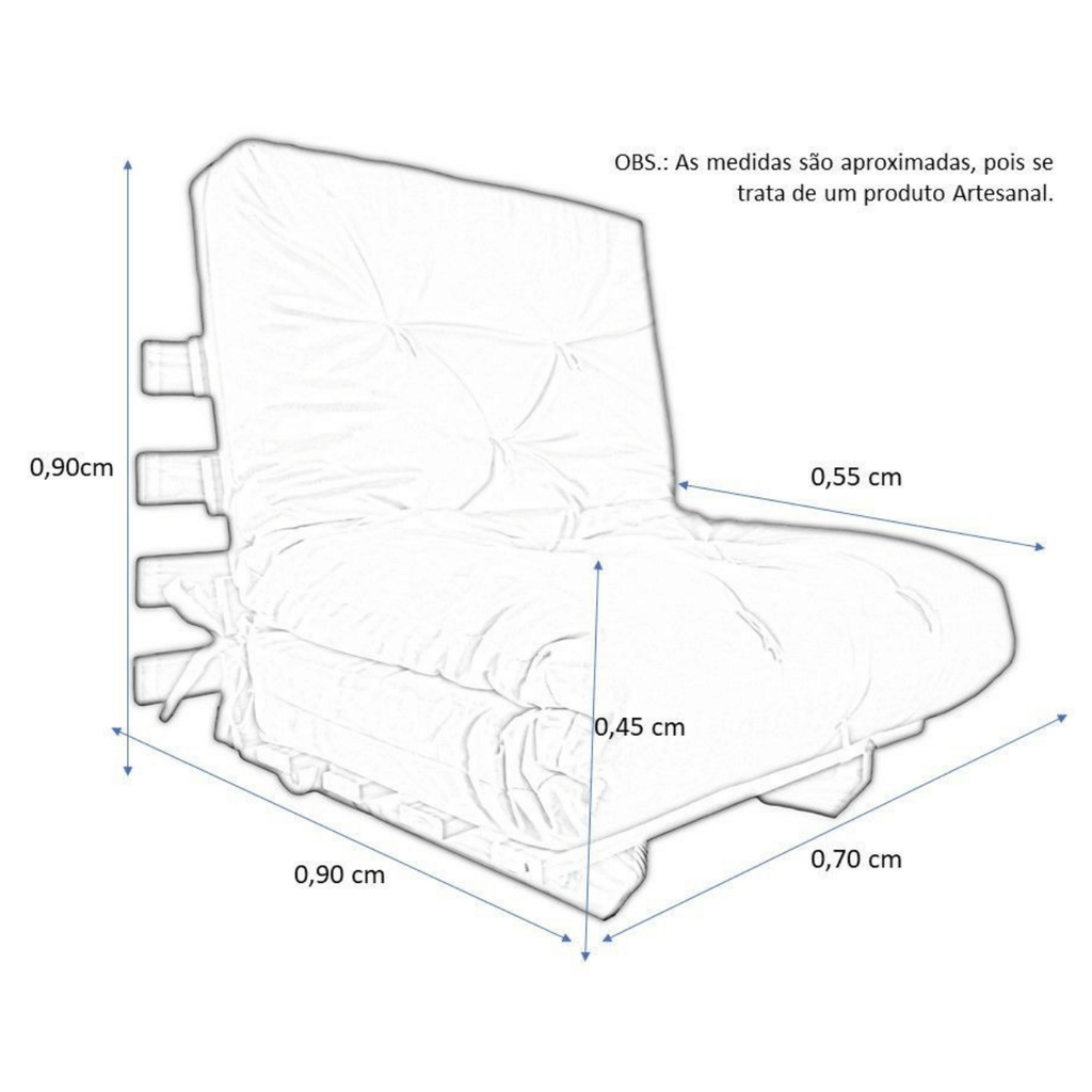Sofa Cama Solteiro Futon Dobrável Acquablock Preto