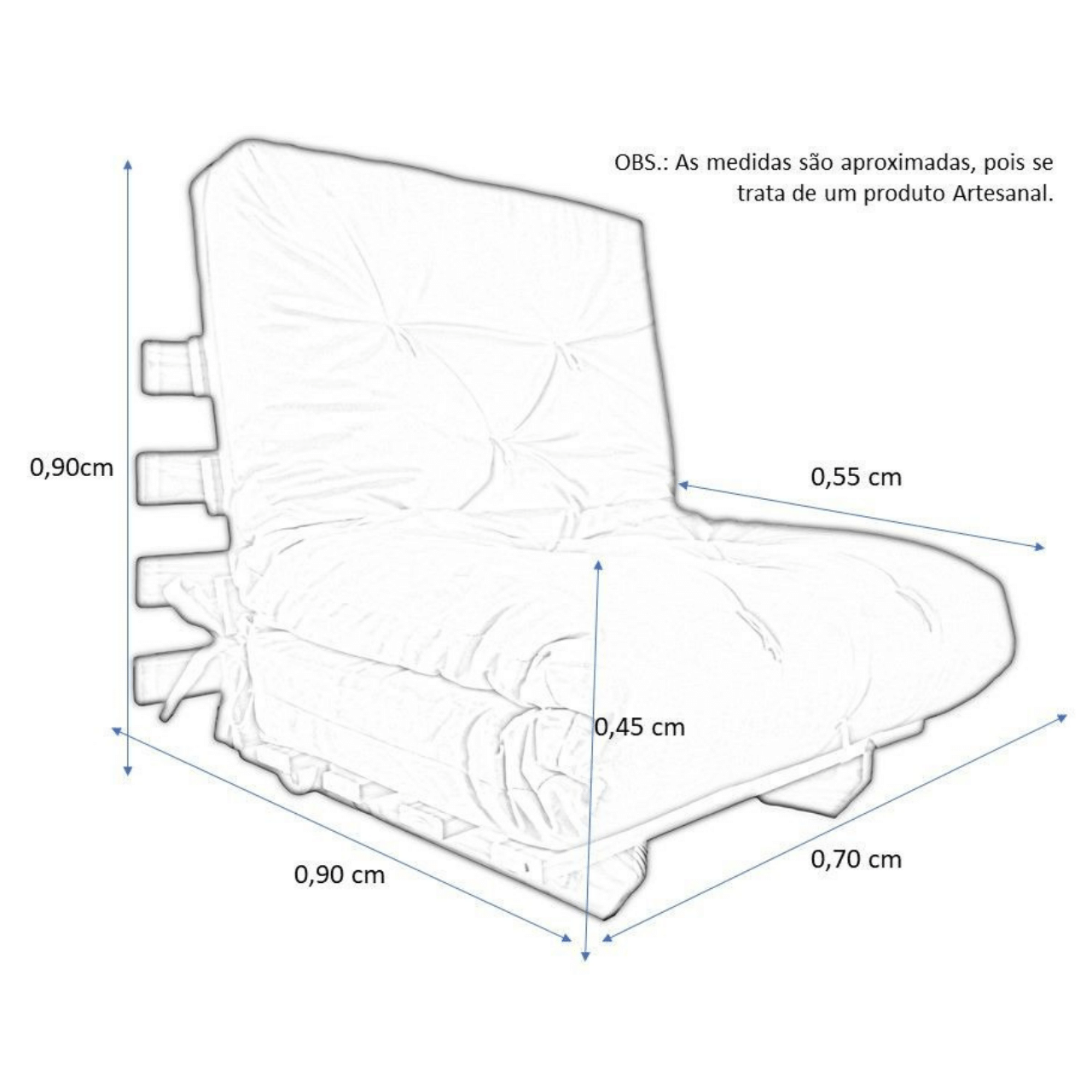 Sofa Cama Solteiro Futon Dobrável Acquablock Preto