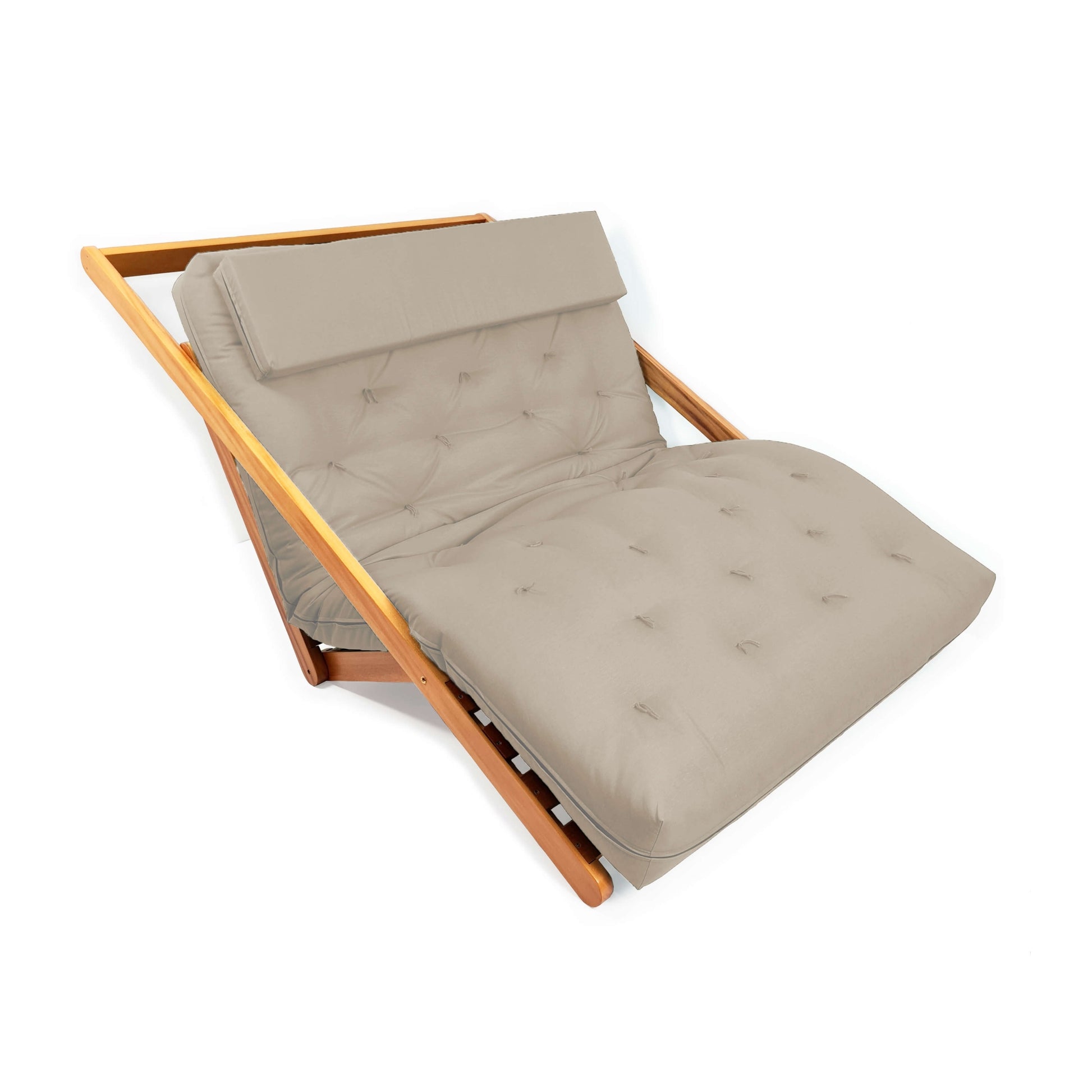 Poltrona New York Reclinável Casal Futon Sarja Bege Sala de Estar