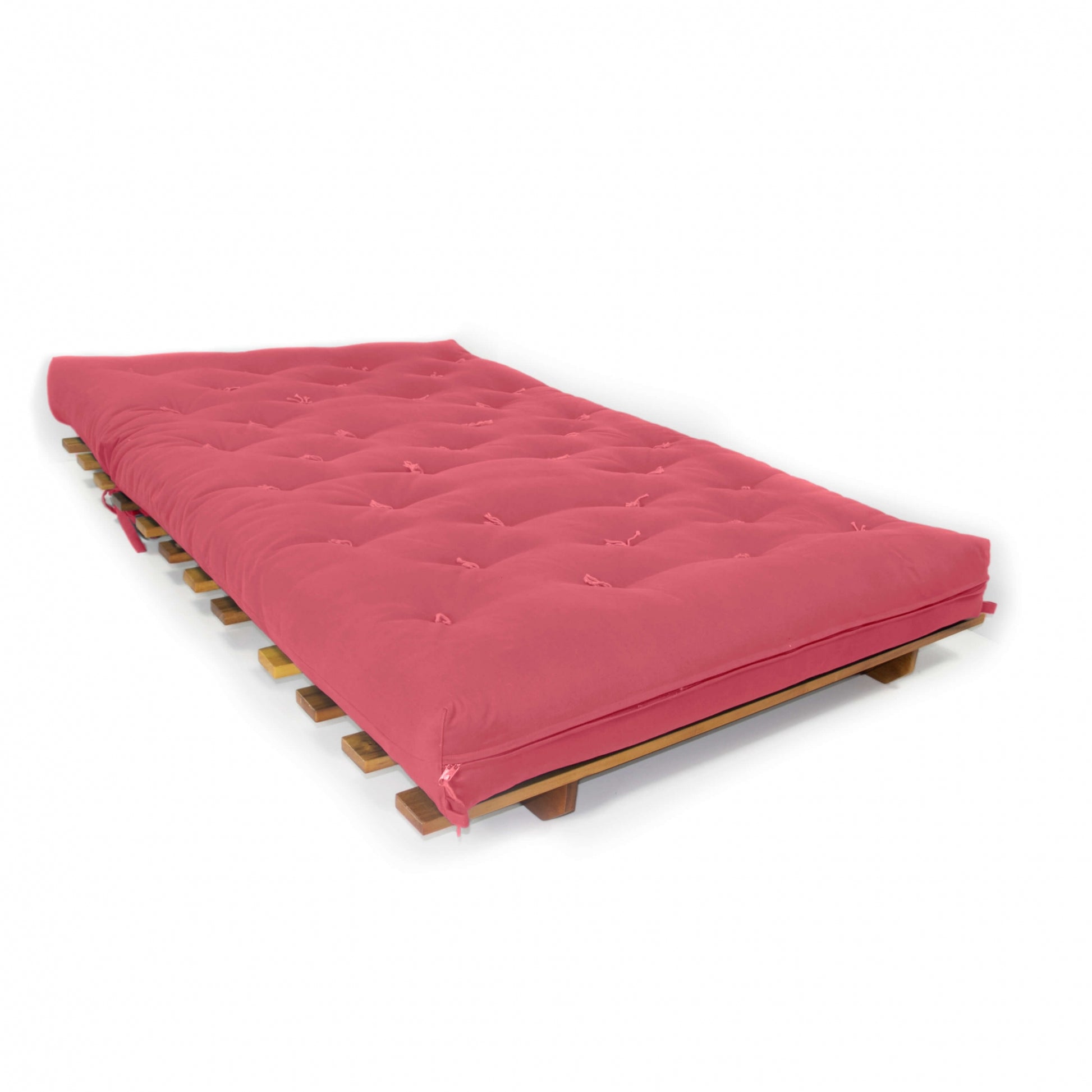 Sofá Cama Casal Futon Oriental Madeira Nobre Natural Goiaba
