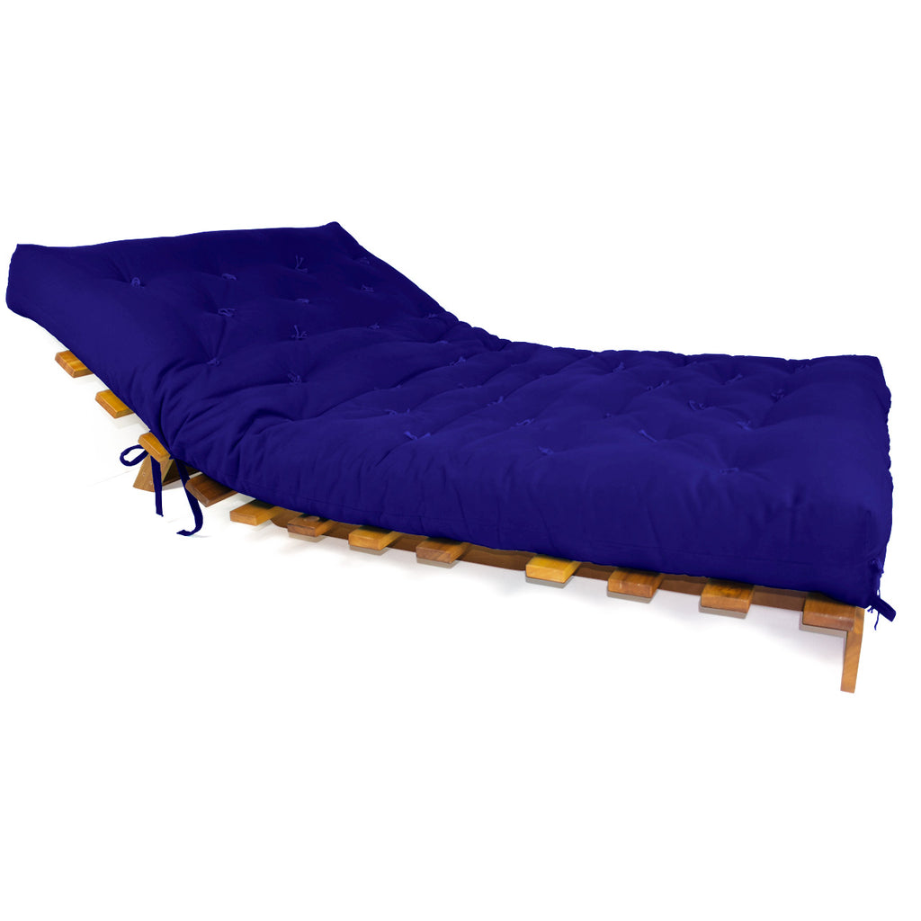 Sofá Cama Casal Futon Tokio Madeira Nobre Acquablock Azul Royal