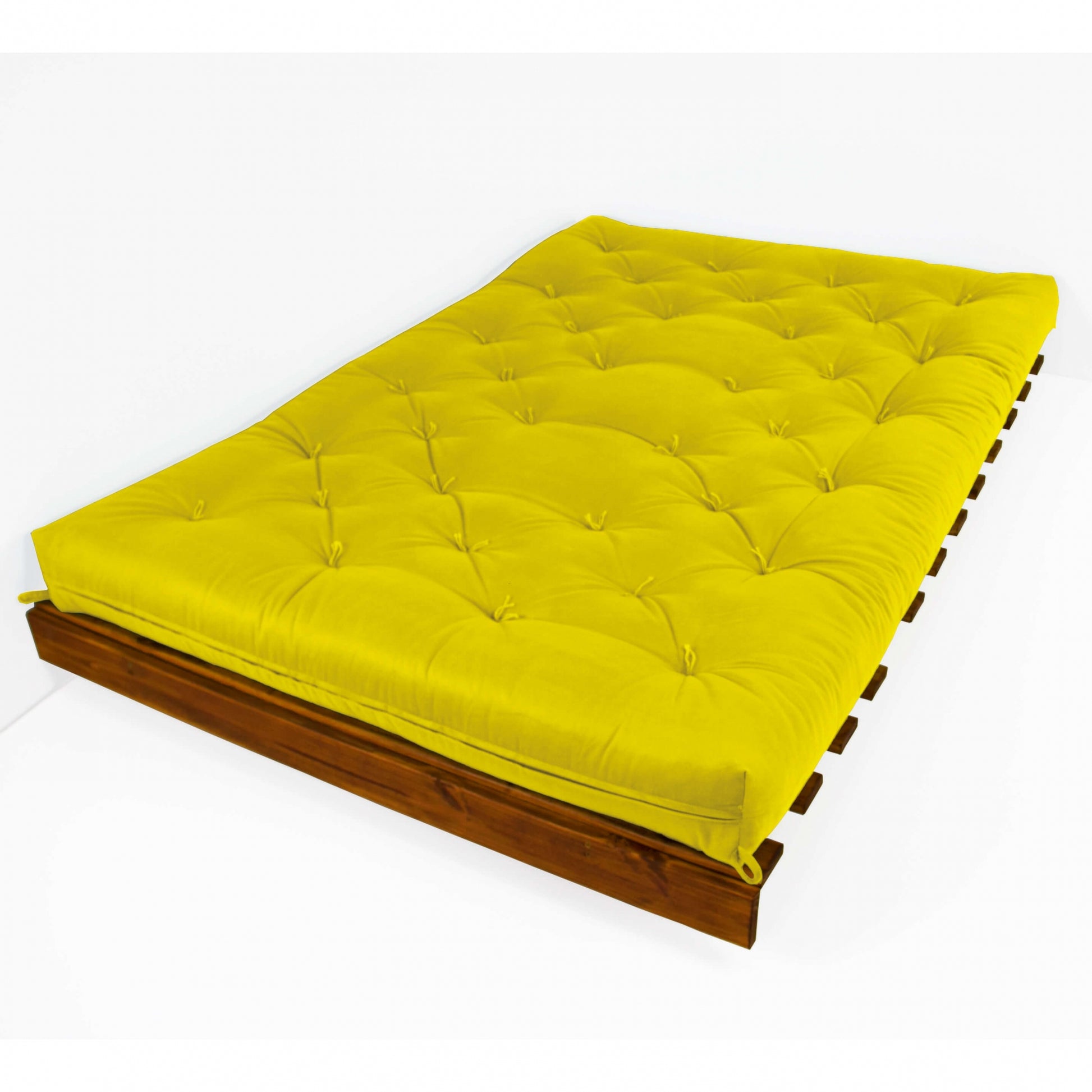 Sofá Cama Casal Futon Tokio Madeira Cor Imbuia Acquablock Amarelo