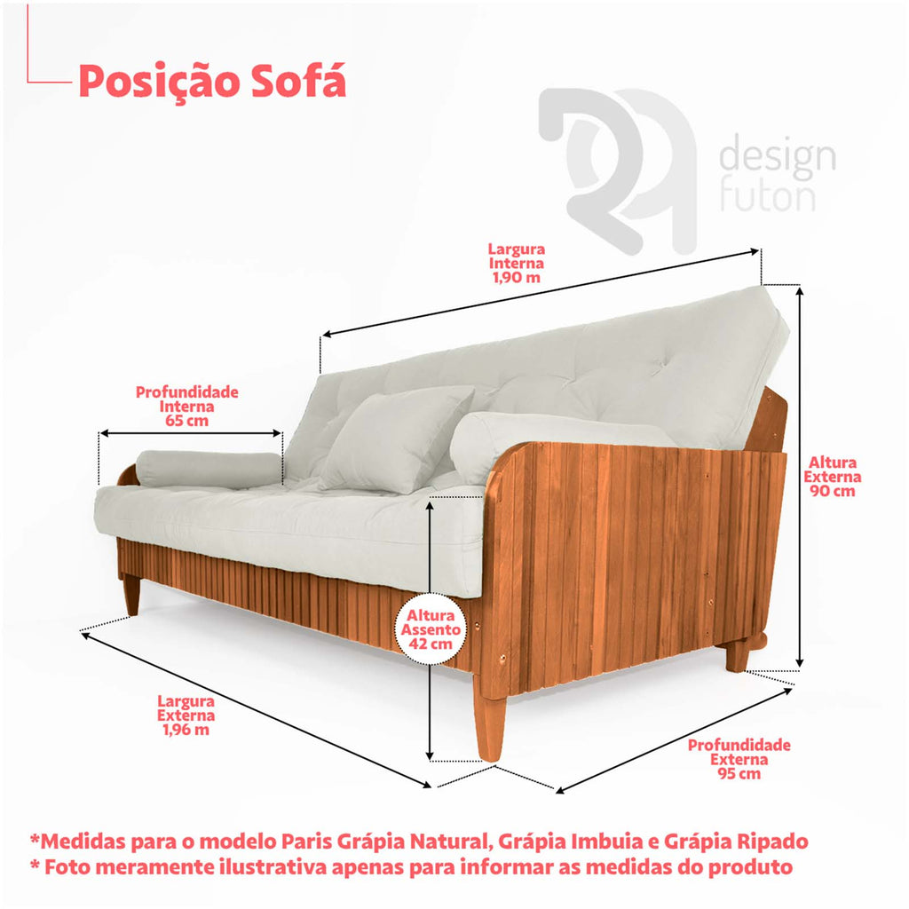 Sofá Cama Paris II Ripado Acquablock Madeira Maciça  Imbuia D33 - Amarelo