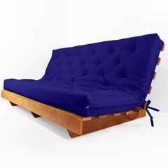 Sofá Cama Futon L Acquablock Azul Royal em Madeira Nobre  Maciça