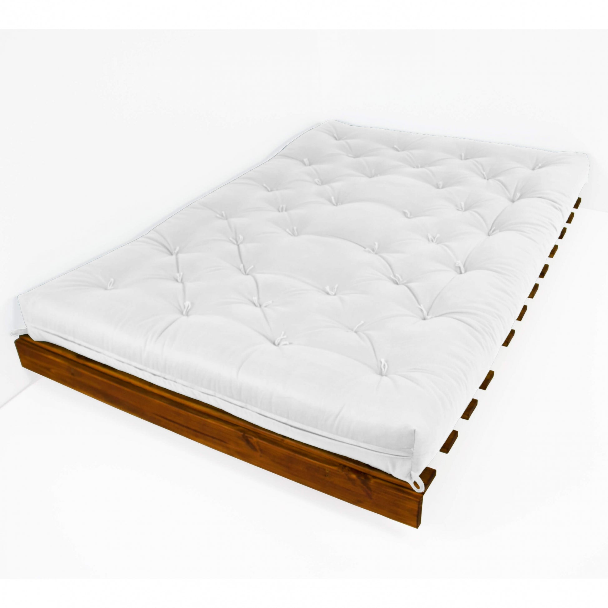 Sofá Cama Casal Futon Tokio Madeira Cor Imbuia Acquablock Branco Off