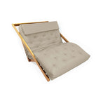 Poltrona New York Reclinável Casal Futon Sarja Bege Sala de Estar