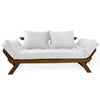 Sofá Japão Futon Acquablock Madeira Cor Imbuia - Branco Off