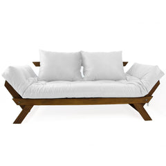 Sofá Japão Futon Acquablock Madeira Cor Imbuia - Branco Off