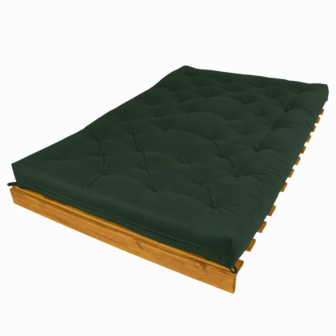 Sofá Cama Casal Futon Tokio D33 Madeira Maciça Cor Mel - Verde Militar