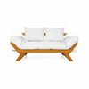 Sofá Cama Reclinável Futon Japão 1,40 - Madeira Mel Tecido Acquablock Cor Branco off
