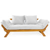 Sofá Japão Futon Acquablock Madeira Cor Mel - Branco Off