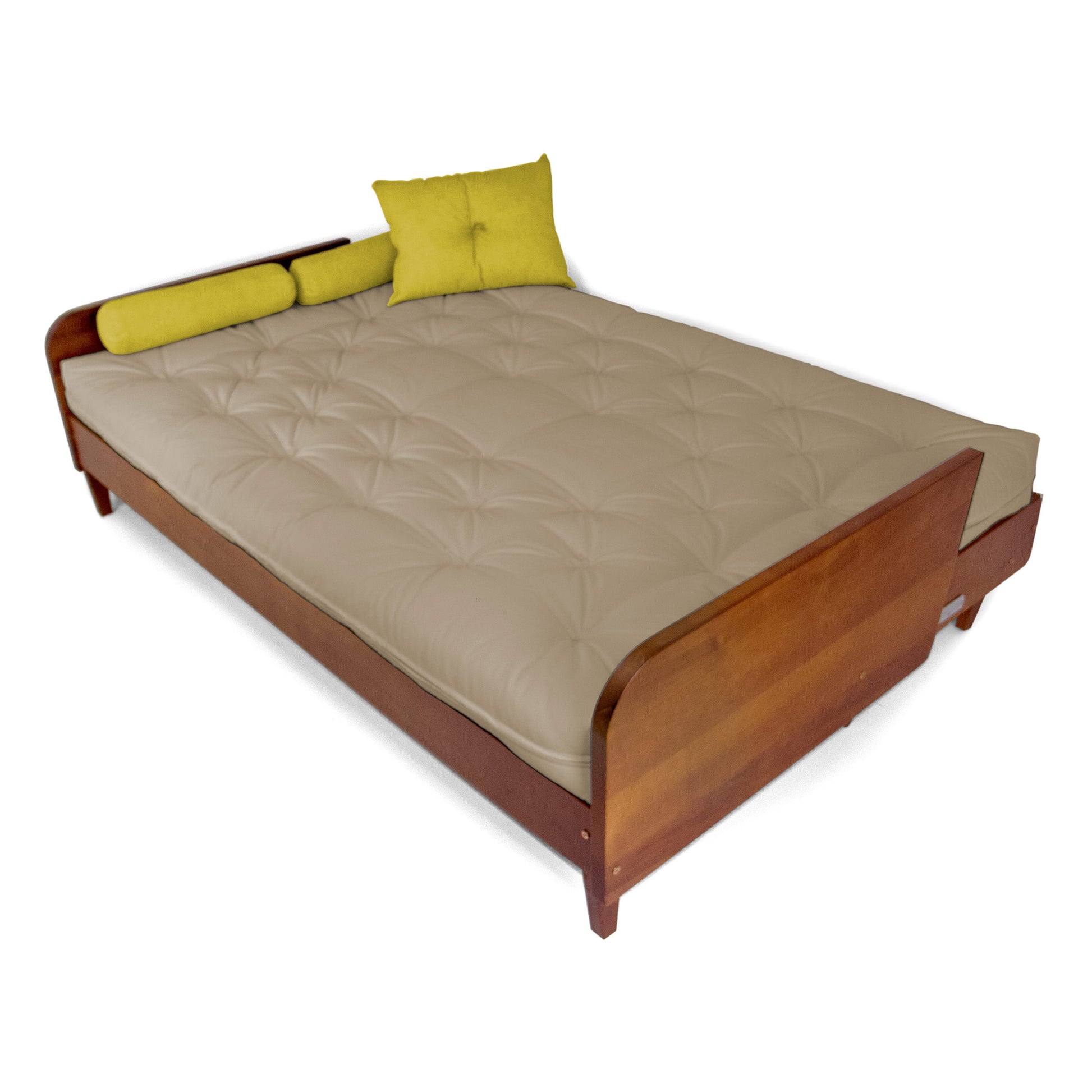 Sofá Cama Paris Sarja Madeira Nobre Imbuia - Bege Claro