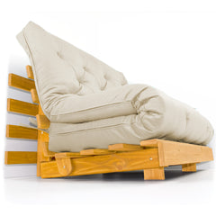 Sofá Cama Casal Futon Tokio D33 Madeira Maciça Cor Mel - Bege Claro