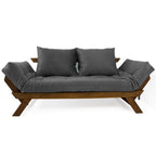 Sofá Cama Reclinável Futon Japão - Madeira Imbuia Tecido Acquablock Cor Chumbo