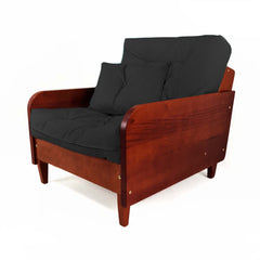 Poltrona Paris II Madeira Maciça Imbuia - Sarja 100% Algodão - Preto