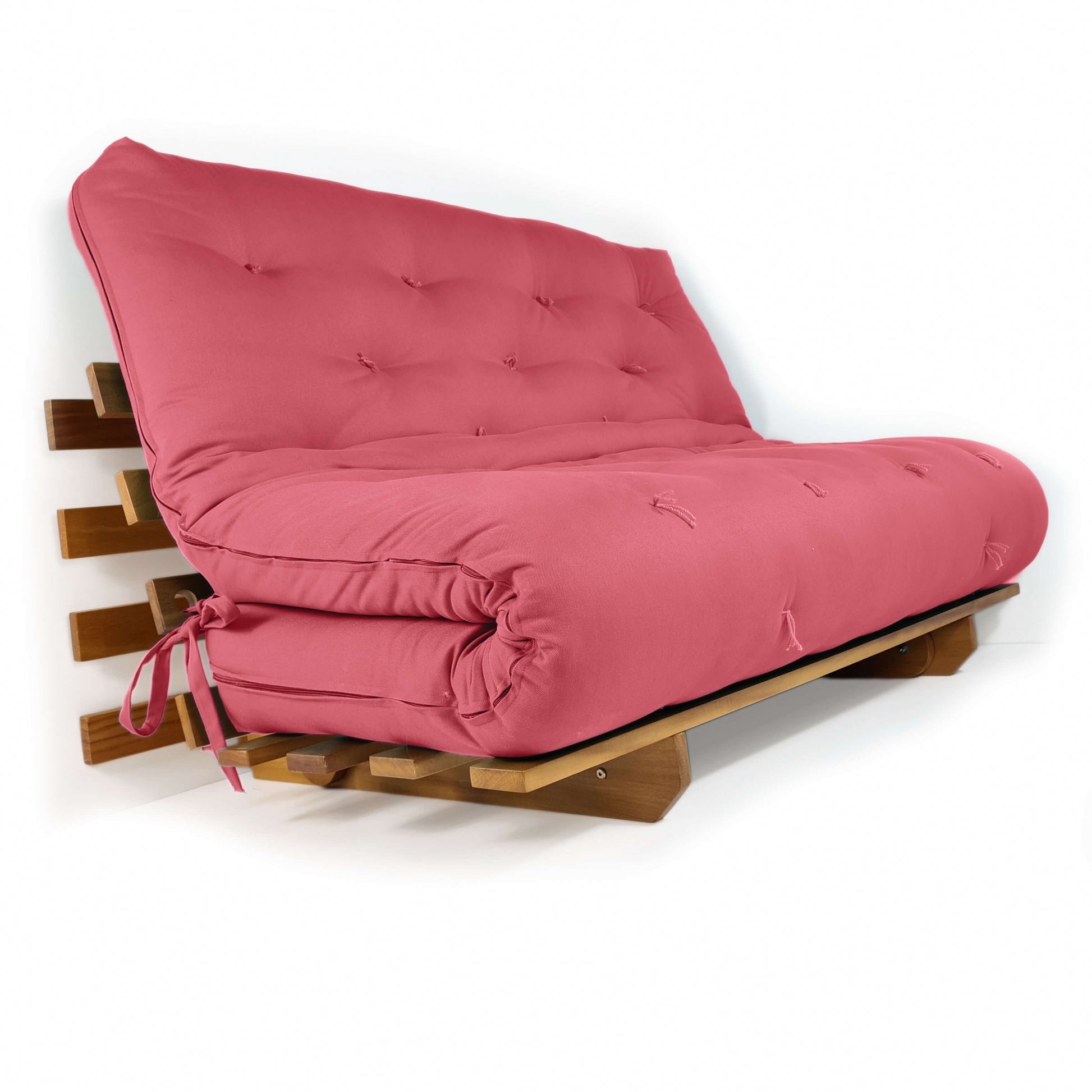 Sofá Cama Casal Futon Oriental Madeira Nobre Natural Goiaba