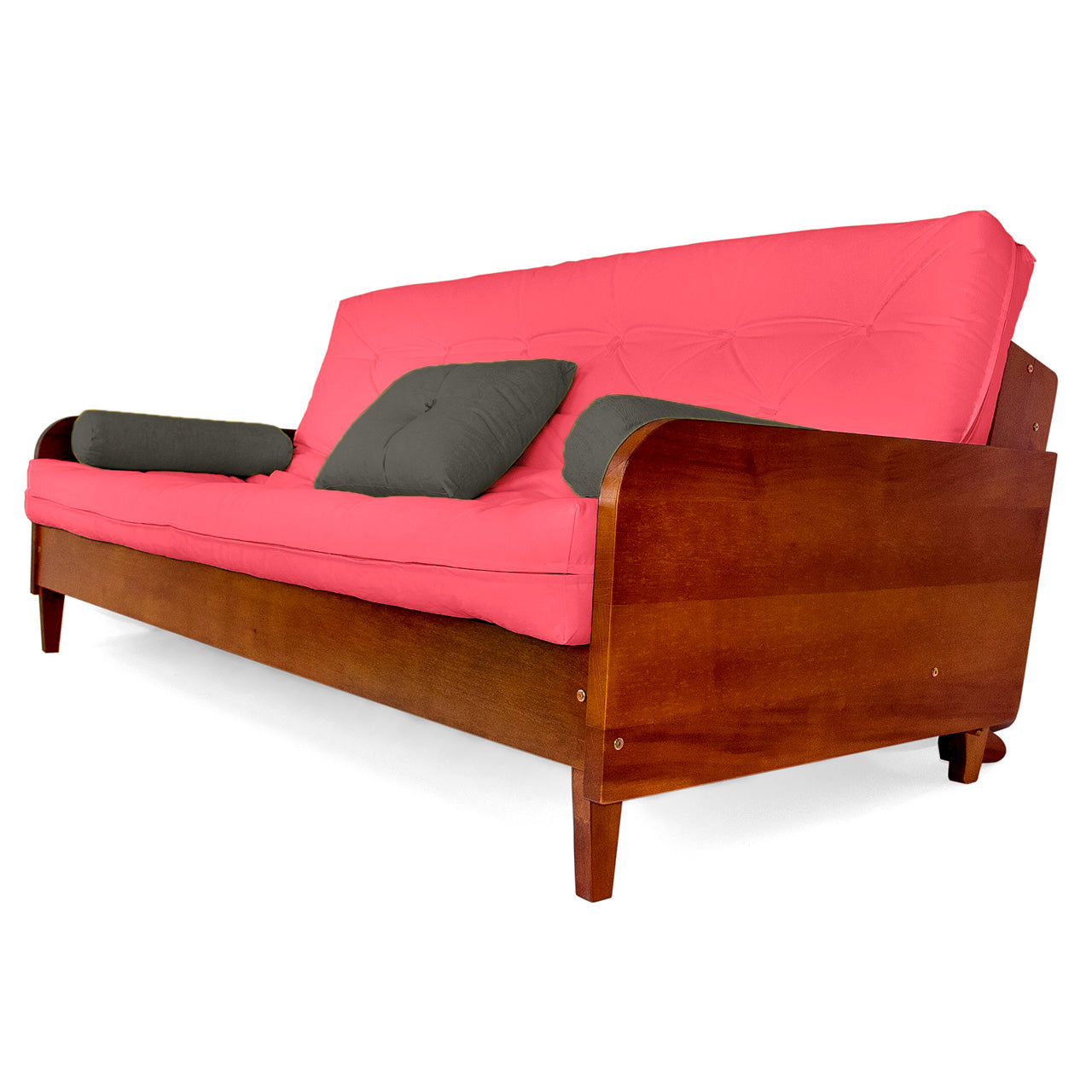 Sofá Cama Paris Sarja Madeira Nobre Imbuia - Goiaba