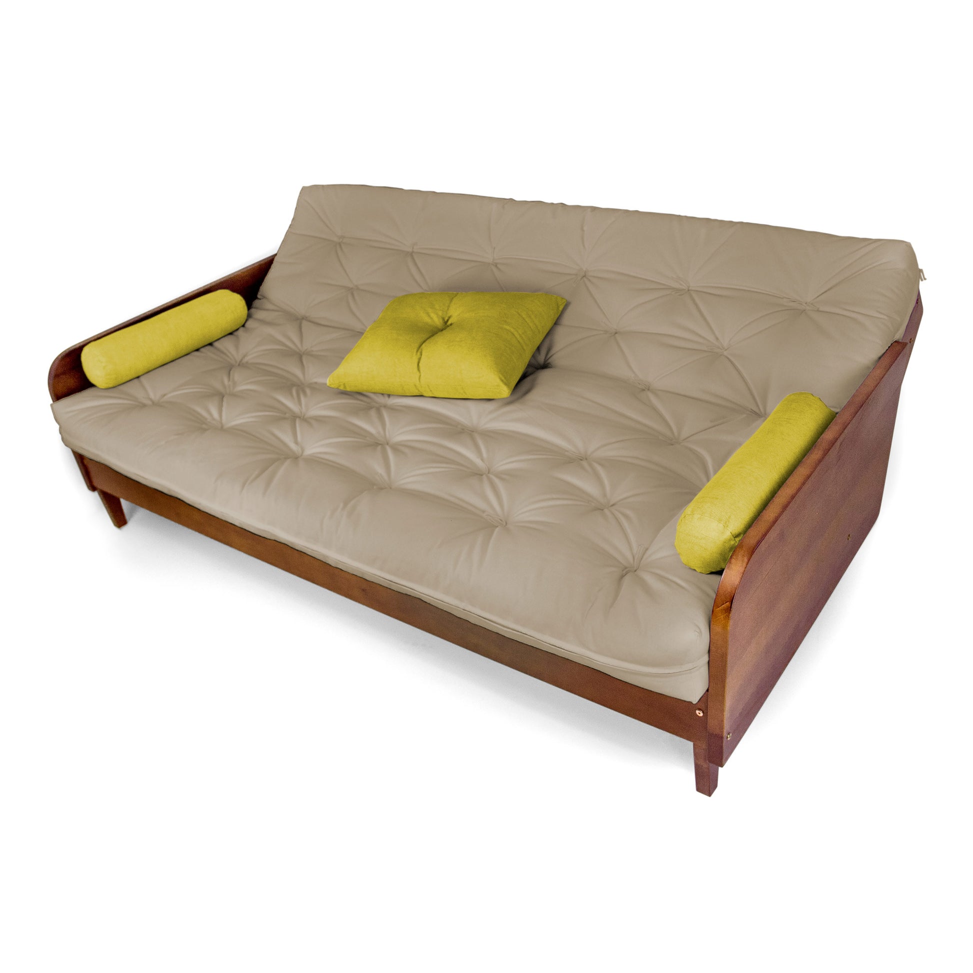 Sofá Cama Paris Sarja Madeira Nobre Imbuia - Bege Claro
